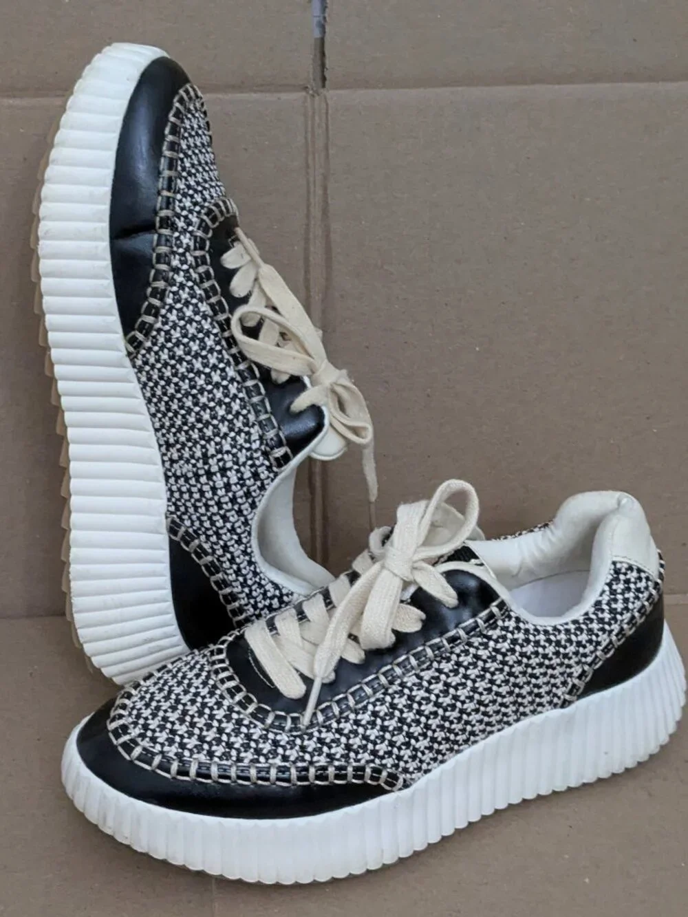 SHUSHOP SELINA Everyday Crochet Wedge Women's Sneaker Black Size 8